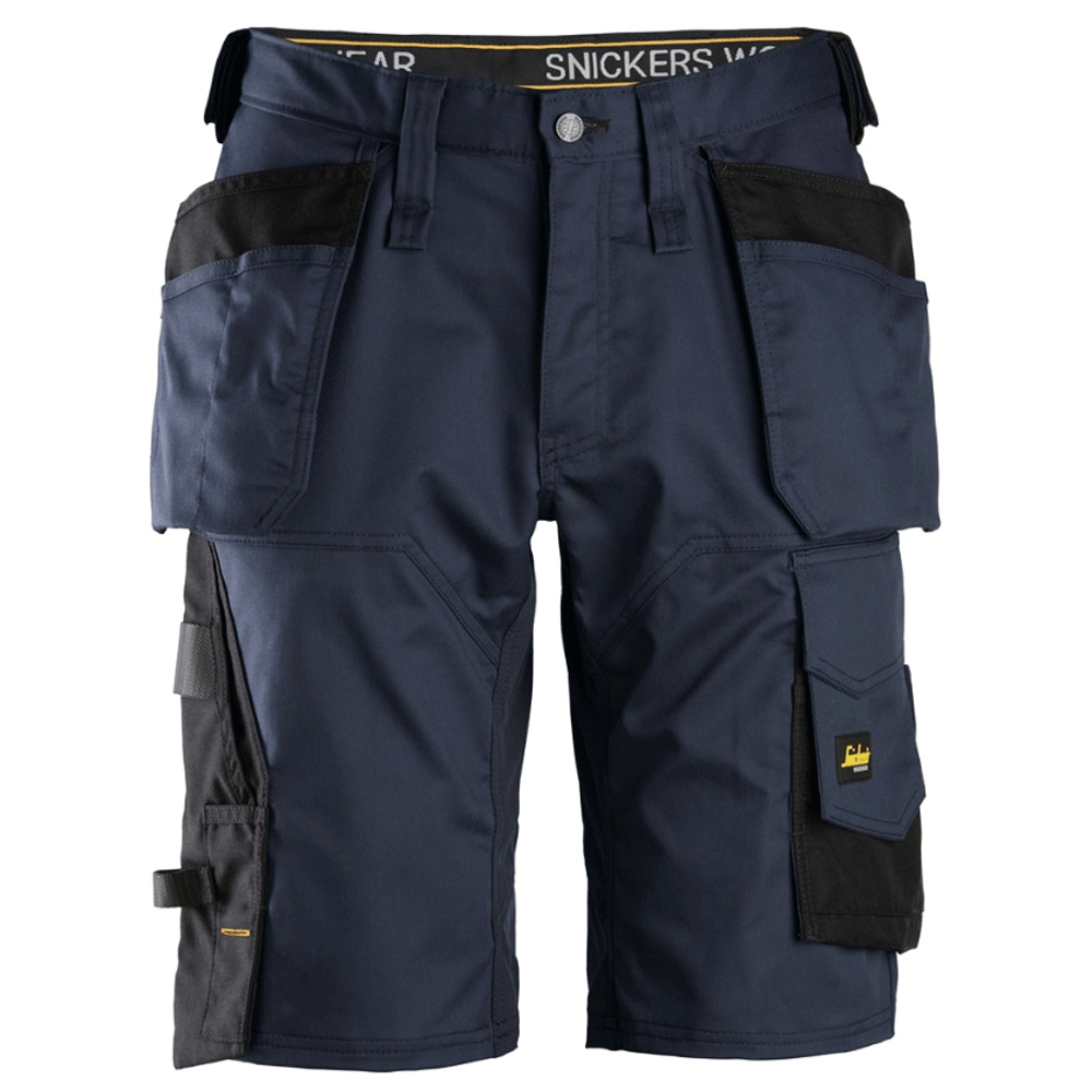 Snickers 6151 AllroundWork, Stretch Loose Fit Holster Pockets Work Shorts Navy Blue Black