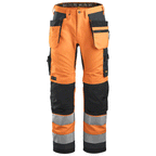Snickers 6230 AllroundWork, Hi-Vis Trousers Holster Pockets+ CL2 Various Colours Hi-Vis Orange Steel Grey