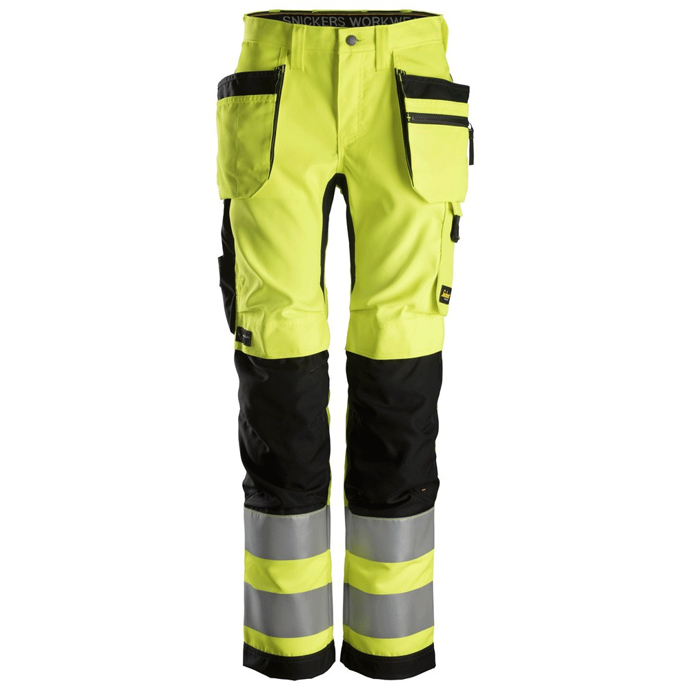 Snickers 6730 AllroundWork Womens Hi-Vis Trousers CL2 Various Colours Yellow Black
