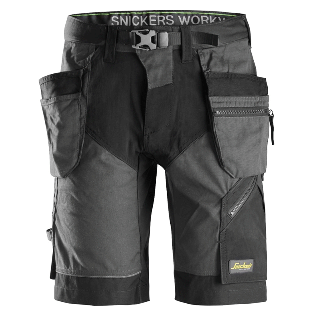 Snickers 6904 FlexiWork Holster Pocket Work Shorts Various Colours Steel Grey Black