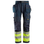 Snickers 6931 FlexiWork Hi-Vis Work Trousers Holster Pockets CL1 Various Colours