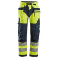 Snickers 6932 FlexiWork Hi-Vis Work Trousers Holster Pockets CL2 Yellow 36" Waist - 37" Leg - Snickers Size 252