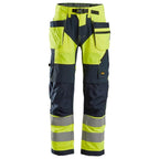 Snickers 6932 FlexiWork Hi-Vis Work Trousers Holster Pockets CL2 Yellow 36" Waist - 37" Leg - Snickers Size 252