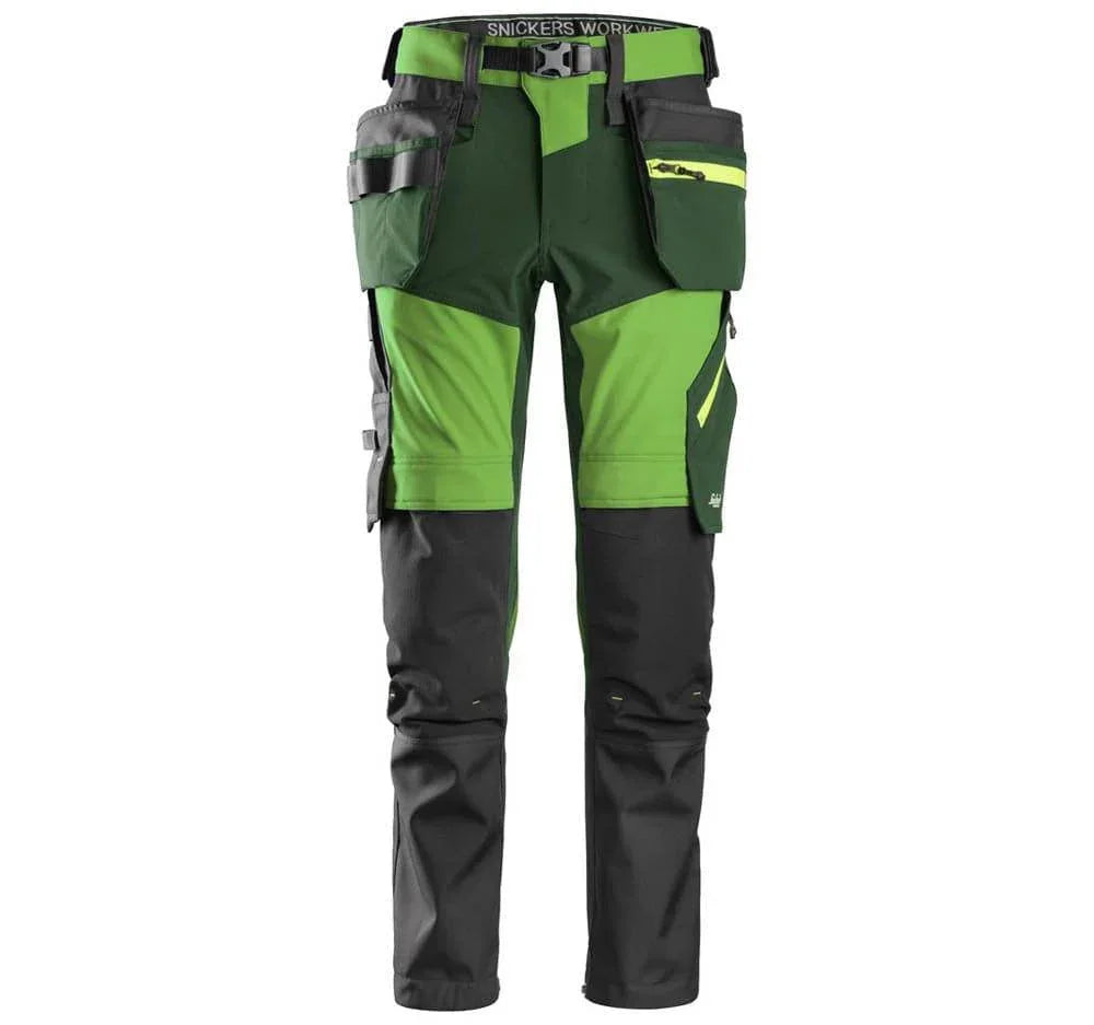 Snickers 6940 FlexiWork, Stretch Work Knee Pad Holster Pocket Trousers Various Colours Apple Green Forest Green