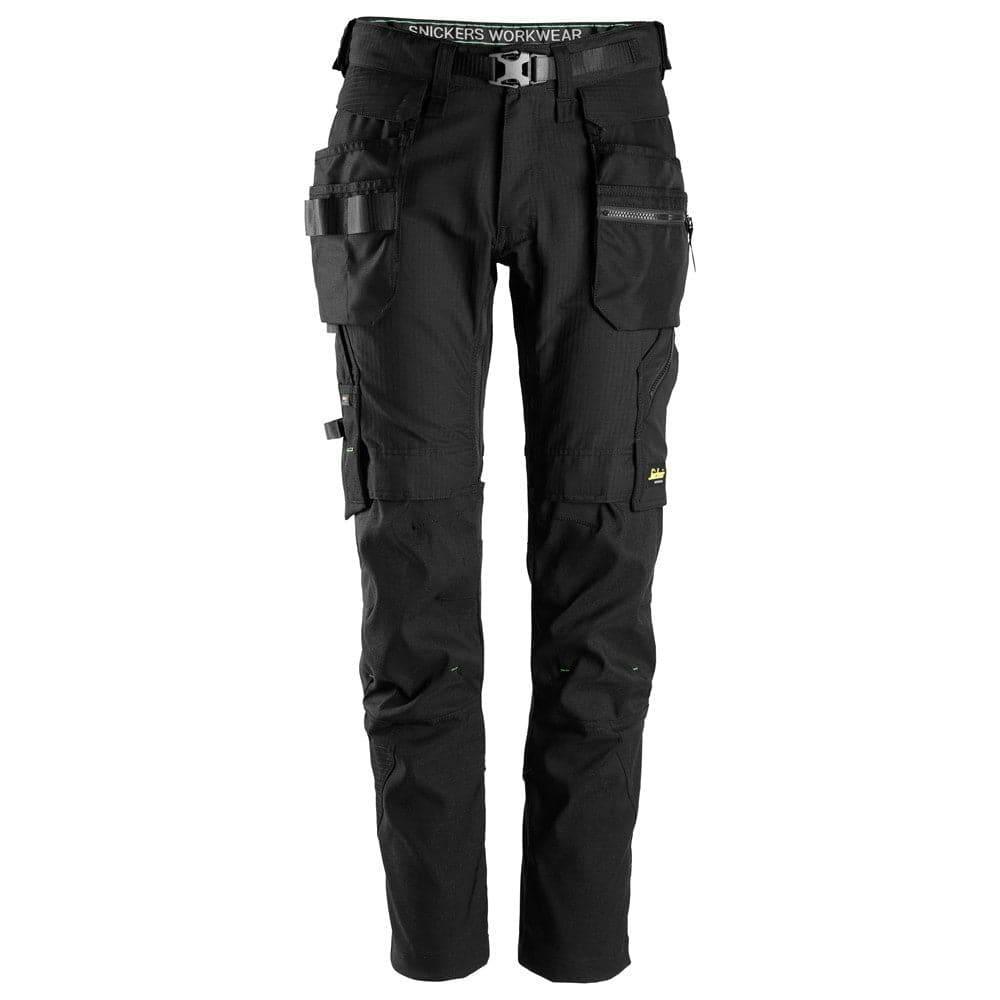 Snickers 6972 FlexiWork, Work Trousers+ Detachable Holster Pockets Black 38" Waist - 37" Leg
