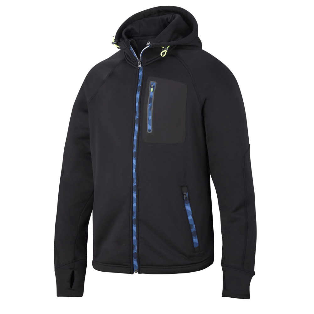 Snickers 8000 FlexiWork Stretch Fleece Hoodie Various Colours Black
