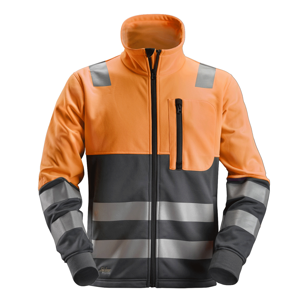Snickers 8035 AllroundWork, Hi-Vis FZ Jacket CL2 Various Colours Orange Steel Grey