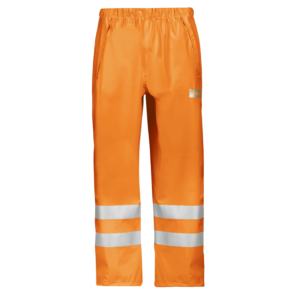 Snickers 8243 Hi-Vis PU Rain Trousers, Class 2 Various Colours Hi-VisOrange
