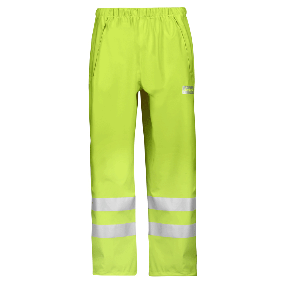 Snickers 8243 Hi-Vis PU Rain Trousers, Class 2 Various Colours Hi-VisYellow