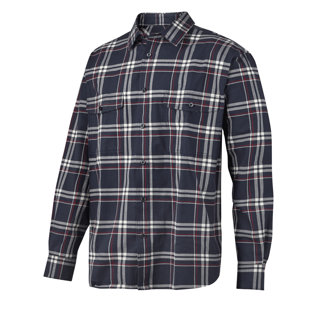 Snickers 8502 RuffWork Flannel Checked LS Shirt Various Colours Navy Chilli Red Check