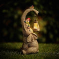 Solar Elephant Gnome Garden Ornament LED Lantern Light