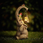 Solar Elephant Gnome Garden Ornament LED Lantern Light