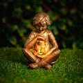 Solar Boy with LED Firefly Jar Garden Ornament