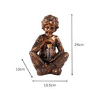 Solar Boy with LED Firefly Jar Garden Ornament