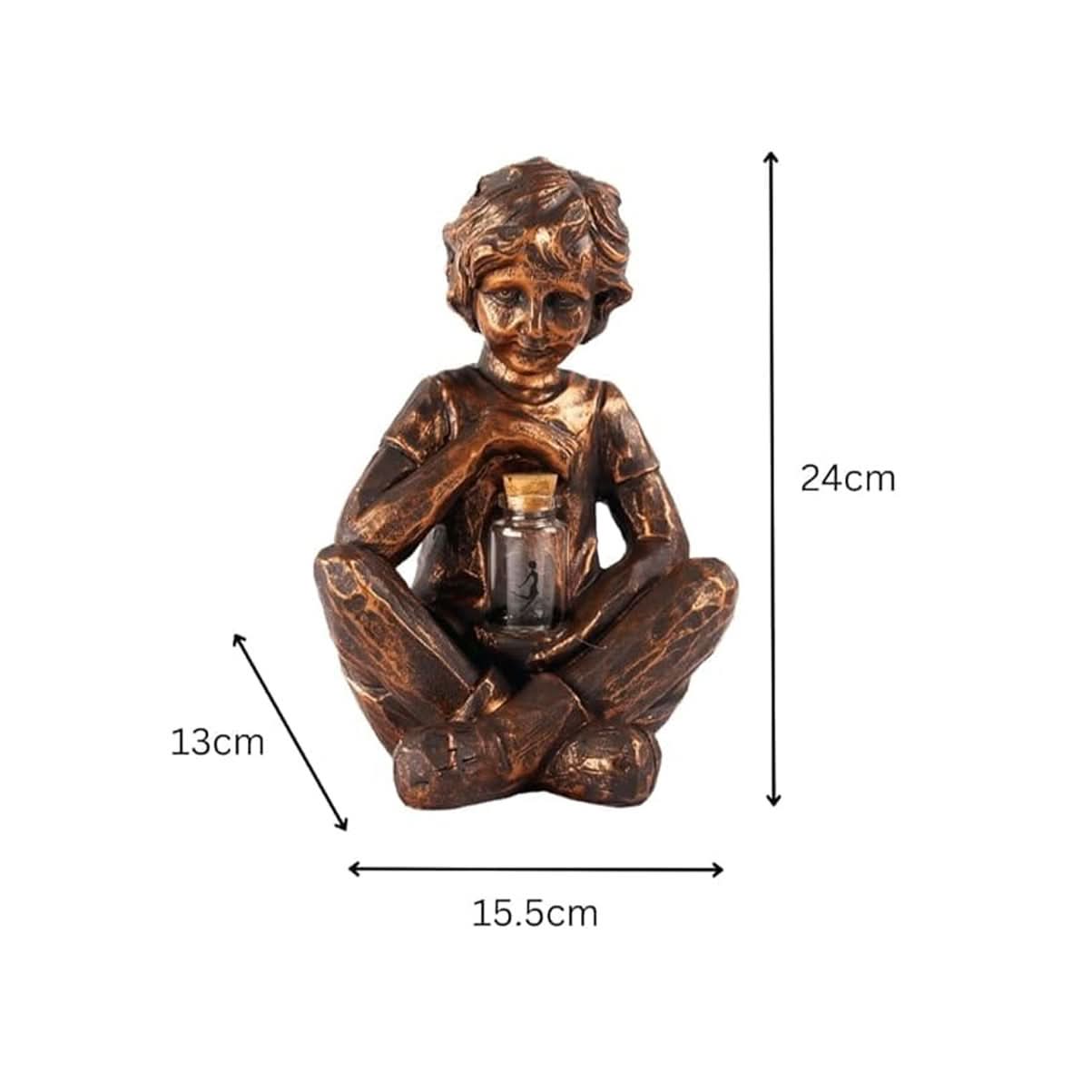 Solar Boy with LED Firefly Jar Garden Ornament