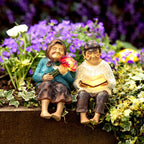Grandmother & Grandfather Solar Garden Ornament Set – Light Up Outdoor Statues
