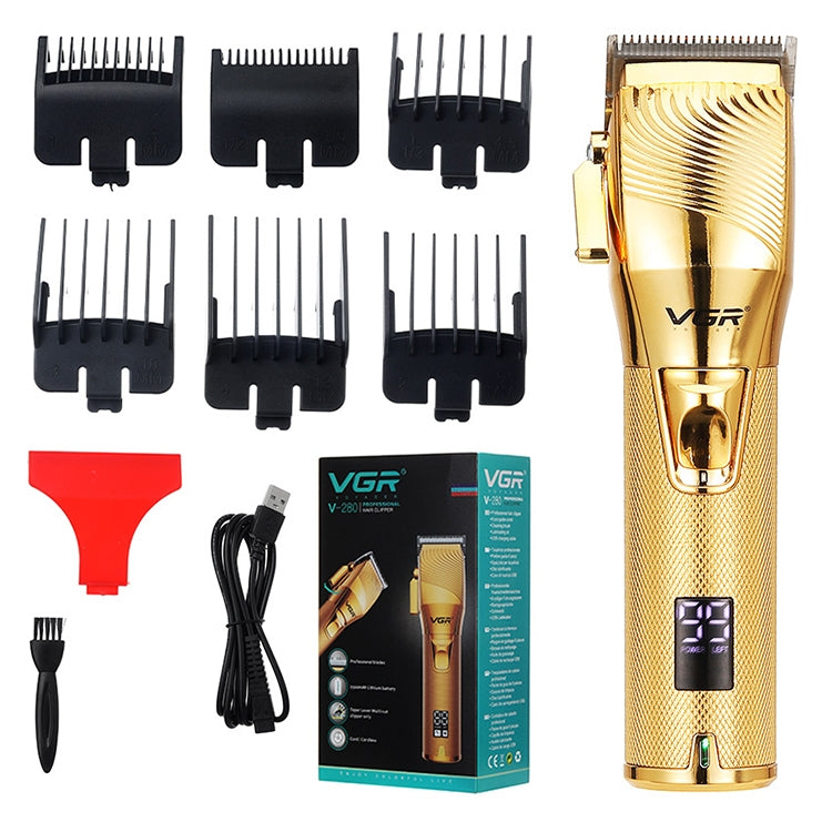 VGR V-280 10W USB Metal Electric Hair Clipper with LED Digital Display, V-280 (Gold)