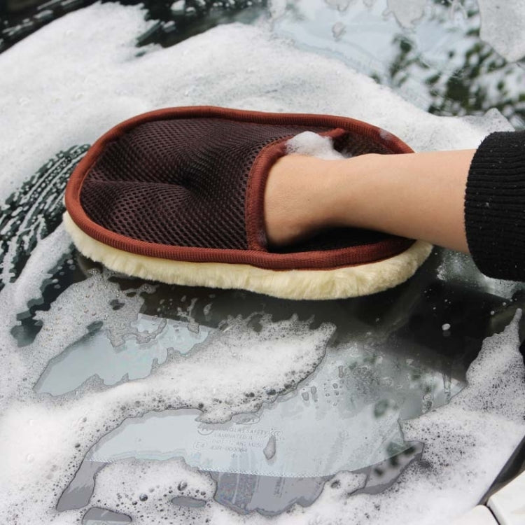 Car Styling Wool Soft Car Washing Gloves Cleaning Brush Motorcycle Washer Care Products, Brown, Washing Gloves Brown Brown