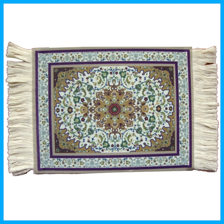 Mini Woven Rug Mat Retro Style Mouse Pad, Ramdom Color Delivery – Non-slip