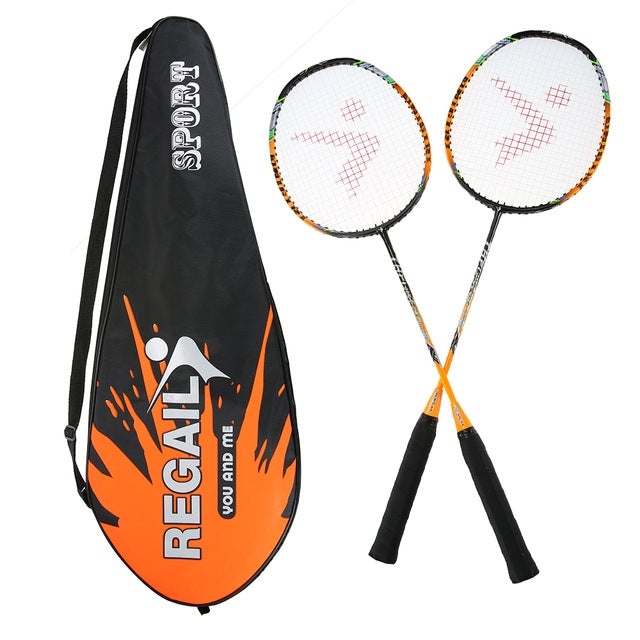 REGAIL 8019 2 in1 Carbon Durable Badminton Racket with Tote Bag Orange