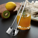 2 PCS Stainless Steel Spoon Creative Coffee Spoon Bar Ice Spoon Gold Plated Long Stirring Spoon, Round Spoon Gold