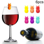 6pcs / Set Wine Glass Silicone Pineapple Mark Distinguisher Party Fruit Shape Cup Mark, Pineapple Pineapple