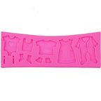 2 PCS Baking Mold Baby Shoes Fondant Cake Mold Kid Clothes Silicone DIY Chocolate West Point Mold, Kid Clothes Shape