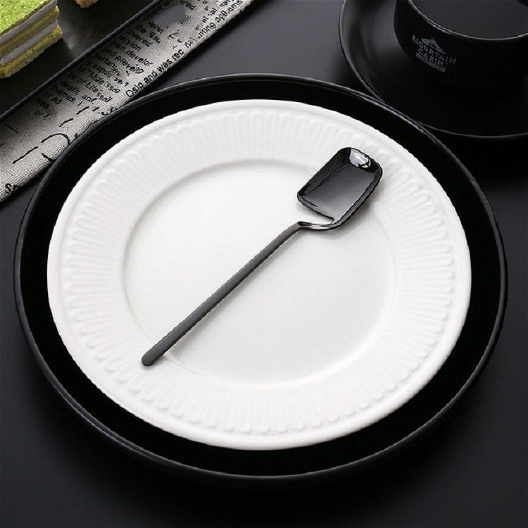 Stainless Steel V-shaped Wall Hanging Design Simple Coffee Spoon Fork Creative Long Handle Stirring Tableware, Spoon Black, Fork Black, Spoon Gold, Fork Gold, Spoon Rose Gold, Fork Rose Gold – Durable Build, Easy to Use Spoon Black
