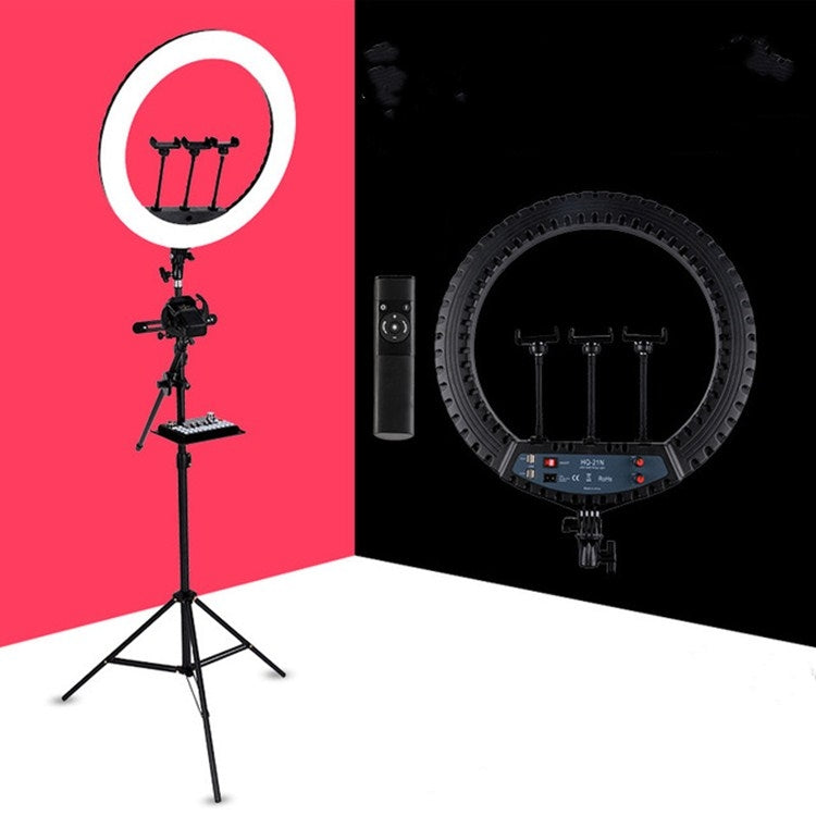 HQ-21N 21 inch 52.5cm LED Ring Vlogging Photography Video Lights Kits with Remote Control & Phone Clamp & 2.1m Tripod Mount, EU Plug, 21 inch 21 inch