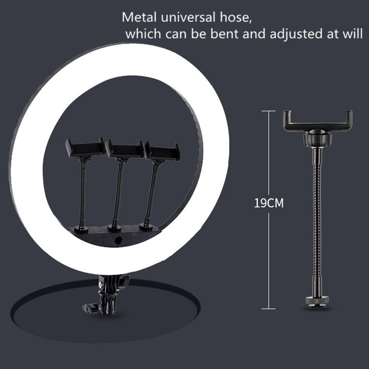 HQ-21N 21 inch 52.5cm LED Ring Vlogging Photography Video Lights Kits with Remote Control & Phone Clamp & 2.1m Tripod Mount, EU Plug, 21 inch