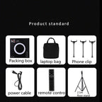 HQ-21N 21 inch 52.5cm LED Ring Vlogging Photography Video Lights Kits with Remote Control & Phone Clamp & 2.1m Tripod Mount, EU Plug, 21 inch