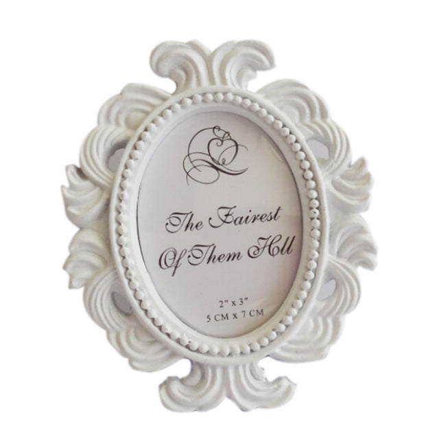 Floral Photo Round Picture Frame Holder Wedding Home Decor – Durable Build, Easy to Use White