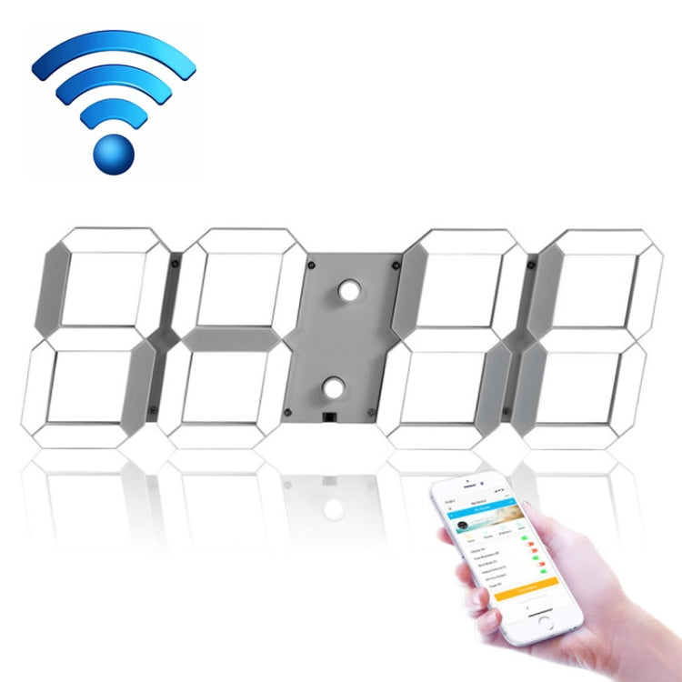 LED Digital Clock Living Room Wall Clock Creative WIFI Clock US Plug, 4 Bit WIFI Hollow White, 4 Bit WIFI Hollow Red, 4 Bit WIFI Sealed Box White 4 Bit WIFI Hollow White
