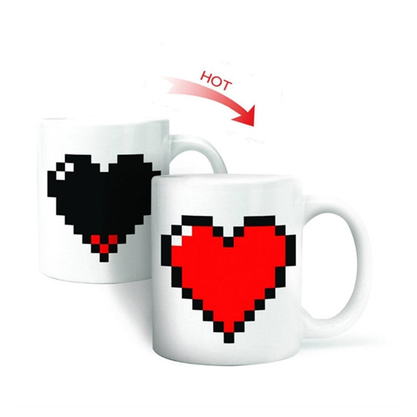 Creative Heart Magic Temperature Changing Cup Color Changing Chameleon Mugs Heat Sensitive Coffee Tea Milk Cup, Color Changing Cup Color Changing Cup