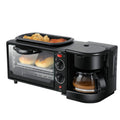 3 in 1 Electric Breakfast Machine Multifunction Coffee Maker + Frying Pan + Mini Oven Household Bread Pizza Oven, 3 in 1 Multifunction Coffee Maker 3 in 1 Multifunction Coffee Maker Black