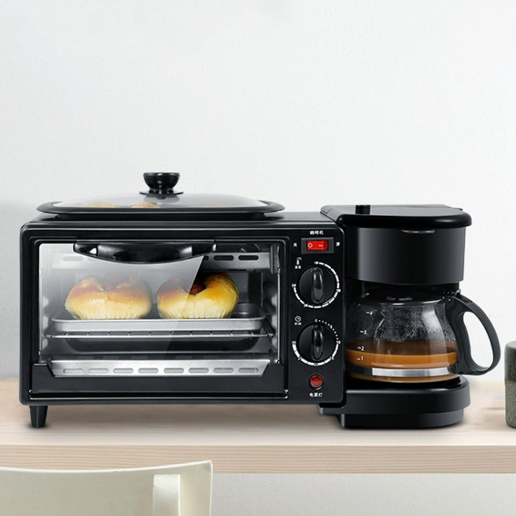 3 in 1 Electric Breakfast Machine Multifunction Coffee Maker + Frying Pan + Mini Oven Household Bread Pizza Oven, 3 in 1 Multifunction Coffee Maker