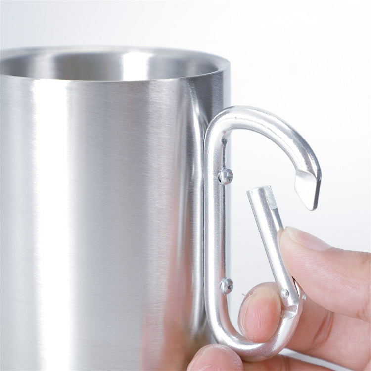 Stainless Steel Double Walled Water Mugs Coffee Cup with Carabiner Handle, Random Color Delivery, Coffee Cup with Carabiner – Durable Build, Easy to Use