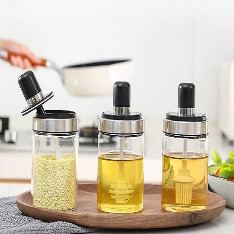 Kitchenware Seasoning Jar Spoon Cover Integrated Sealing Moisture-proof Cruet, White – Durable Build, Easy to Use