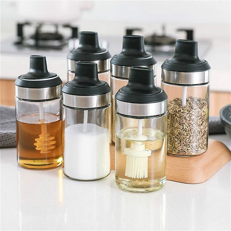 Kitchenware Seasoning Jar Spoon Cover Integrated Sealing Moisture-proof Cruet, White – Durable Build, Easy to Use