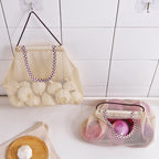 2 PCS Creative Kitchen Vegetable Onion Potato Storage Hanging Bag Hollow Breathable Mesh Bag Kitchen Garlic Ginger Mesh Storage Bag, Mesh Storage Bag