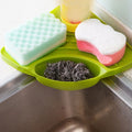 Practical Kitchen Sink Corner Storage Rack Sponge Holder Wall Mounted Tray Green