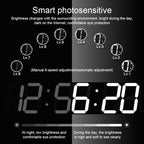 Multifunctional LED Wall Clock Creative Digital Clock, Hollow Remote Control, Sealed Box Remote Control