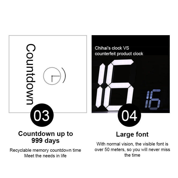 Multifunctional LED Wall Clock Creative Digital Clock, Hollow Remote Control, Sealed Box Remote Control