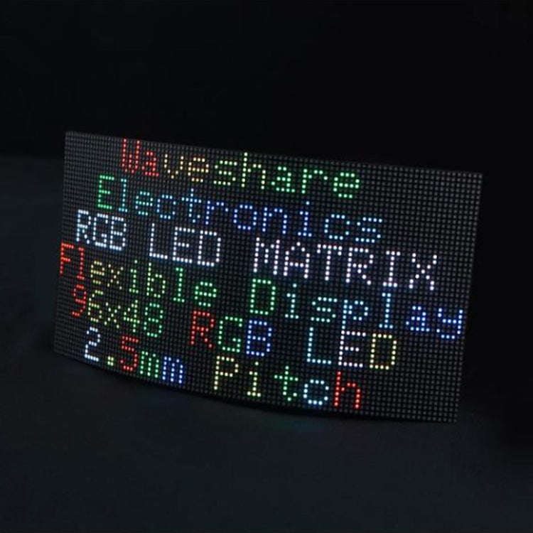 Waveshare Flexible RGB Full-color LED Matrix Panel, 2.5mm Pitch, 96x48 Pixels, Adjustable Brightness Bendable PCB, 23709 23709
