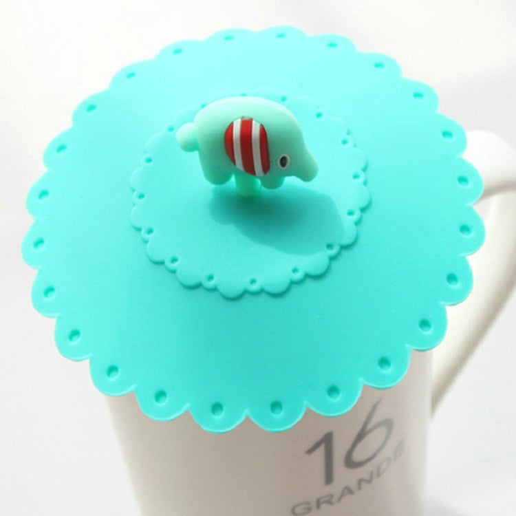 Cartoon Elephant Dustproof and Leakproof Silicone Cup Lid, Elephant Elephant