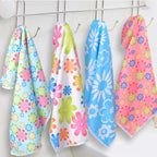 4 PCS / Set Microfiber Printed Flowers Cloth Cleaning Cloth, Microfiber Printed Towels Microfiber Printed Towels