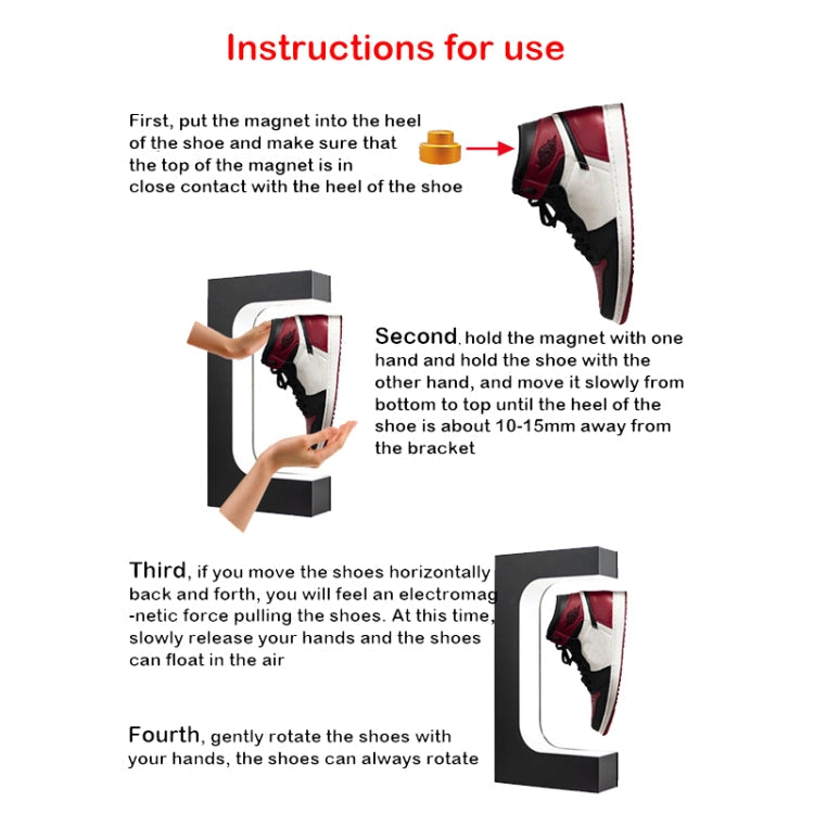 LM-001 LED Lighting Magnetic Levitation Shoes Display Stand, 20mm Black+White Light, 20mm White+White Light, 20mm Black+Color Light+RC, 20mm White+Color Lamp+RC, 28mm Black+White Light, 28mm White+White Light – Magnetic