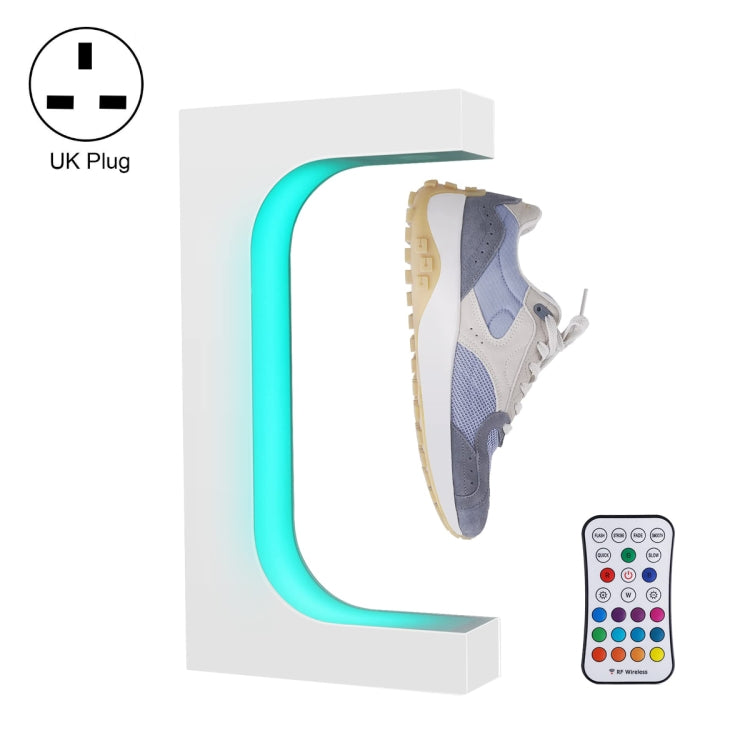 LM-001 LED Lighting Magnetic Levitation Shoes Display Stand, 20mm Black+White Light, 20mm White+White Light, 20mm Black+Color Light+RC, 20mm White+Color Lamp+RC, 28mm Black+White Light, 28mm White+White Light – Magnetic 20mm White+Color Lamp+RC UK Plug