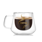 Double Wall Mug Office Mugs Heat Insulation Double Coffee Mug Coffee Glass Cup, Labeled, No label Labeled