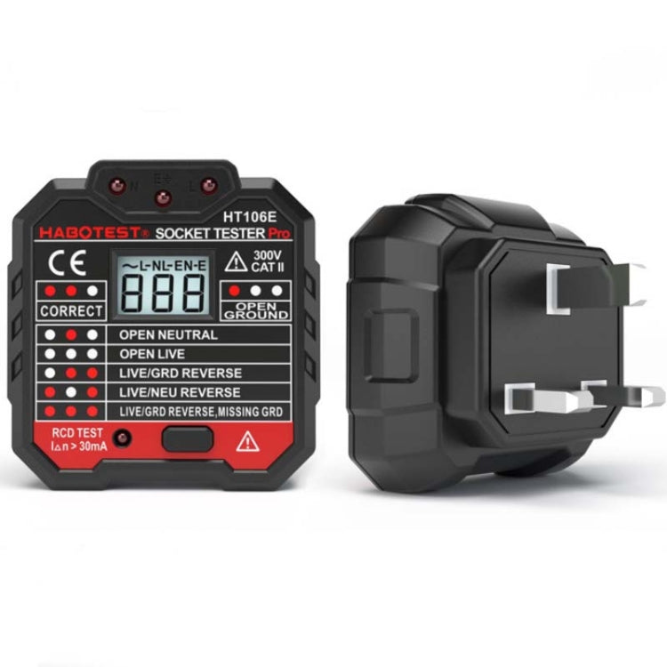 HT106 Socket Testers Voltage Test Detector Ground Line Neutral Line Live Line Leakage Electroscope, UK Plug, EU Plug, US Plug UK Plug